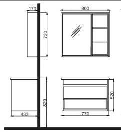 Alvit Anka Banyo Dolabı Takım 80cm Antrasit Gri