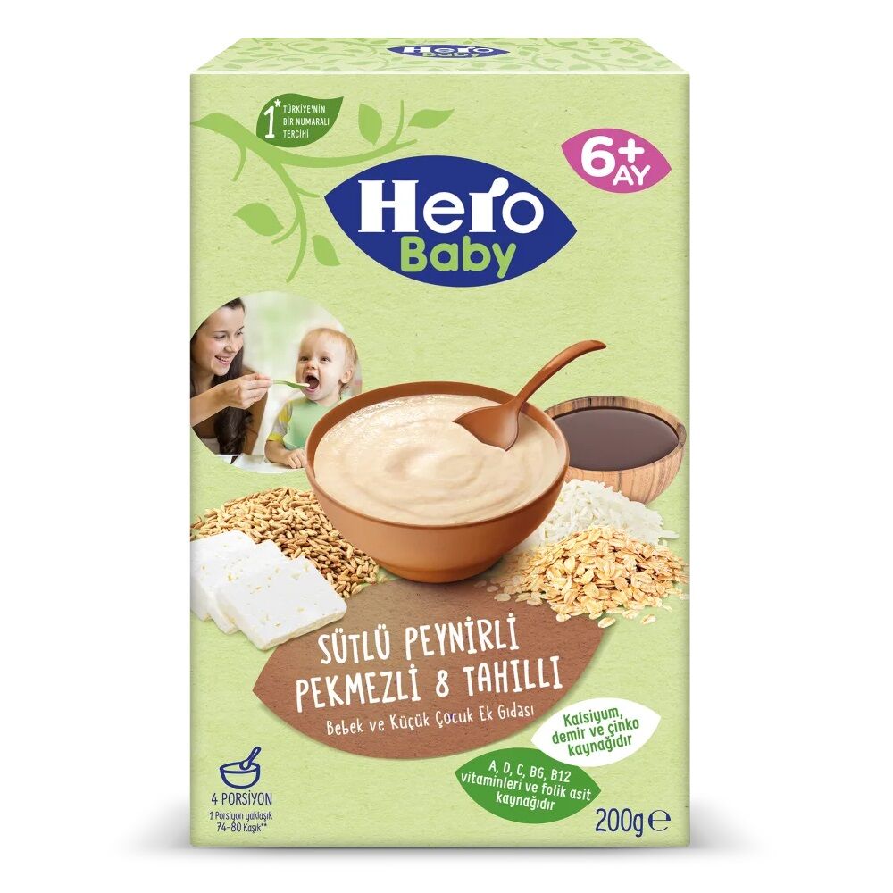 HeroBaby Sütlü Peynirli Pekmezli 8 Tahıllı 200gr