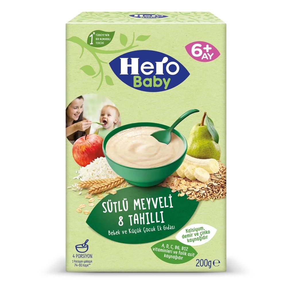 HeroBaby Sütlü Meyveli 8 Tahıllı 200gr