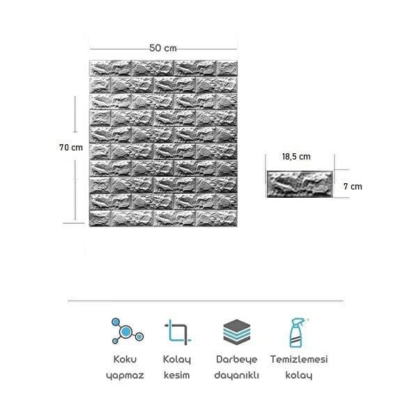 Stella Yapışkanlı Esnek Duvar Paneli 50x70cm Gri
