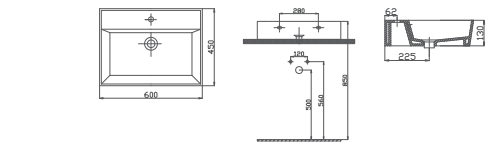 Alvit Architect Tezgah Üstü Lavabo 45x60cm Parlak Siyah