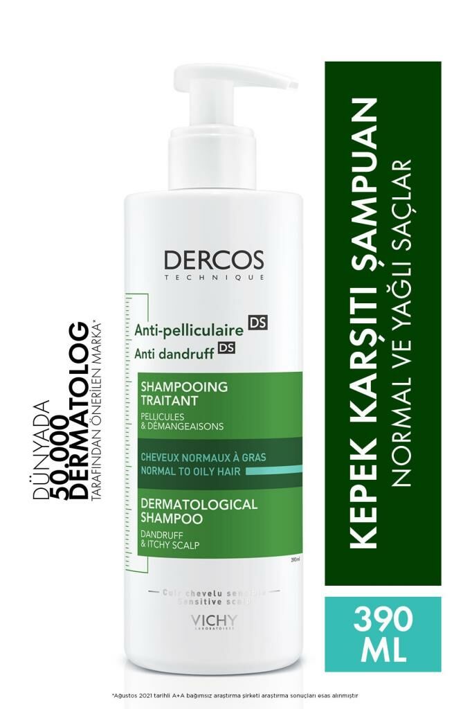 Vichy Dercos Anti-Pel Kepeğe Karşi Etkili Bakim Şampuani -Normal/Yağli Saçlar 390 ml