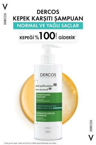 Vichy Dercos Anti-Pel Kepeğe Karşi Etkili Bakim Şampuani -Normal/Yağli Saçlar 390 ml