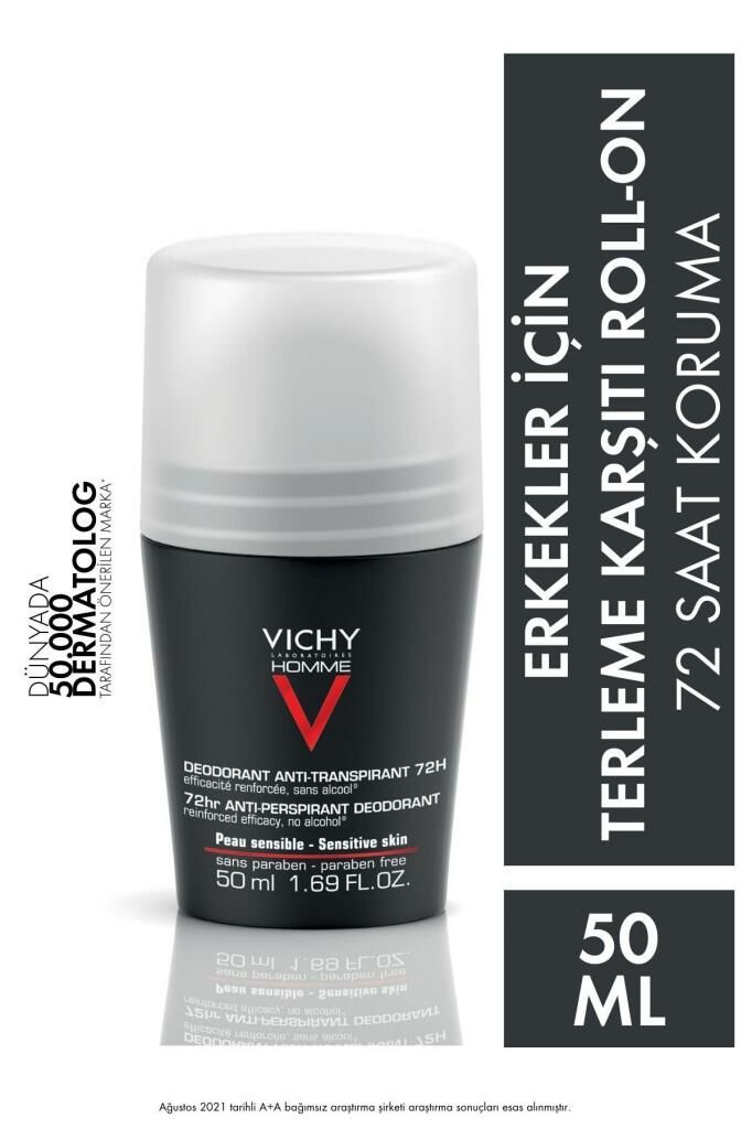 Vichy Homme Erkekler İçin 72 Saat Terleme Karşıtı Etkili Roll-On 50 ml 3337871320362