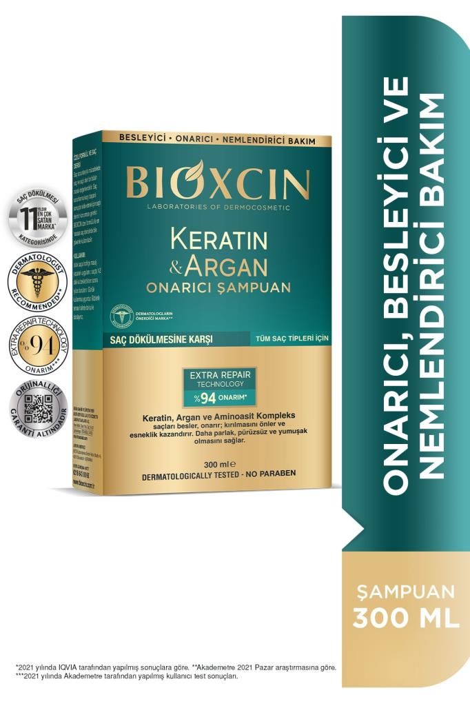 Bioxcin Keratin & Argan Onarıcı Şampuan 300 Ml - Yıpranmış Ve Hasar Görmüş Saçlar