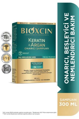 Bioxcin Keratin & Argan Onarıcı Şampuan 300 Ml - Yıpranmış Ve Hasar Görmüş Saçlar