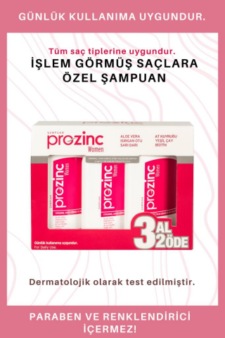 Prozinc Woman İşlem Görmüş Saçlar İçin Şampuan 300 Ml 3 Al 2 Öde(Kırmızı)