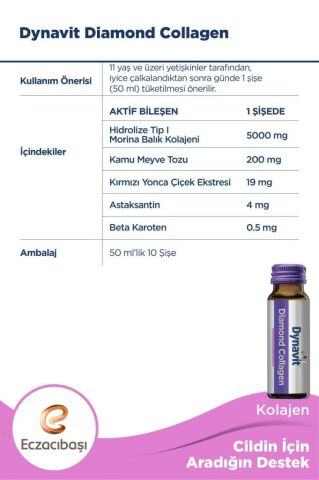 Dynavit Diamond Collagen Üzüm Aromalı Hidrolize Tip I Balık Kolajeni