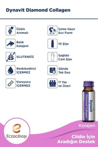 Dynavit Diamond Collagen Üzüm Aromalı Hidrolize Tip I Balık Kolajeni