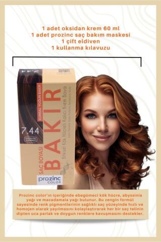 Prozinc Color 7.44 Bakır - Amonyaksız Bitkisel Kalıcı Saç Boyası