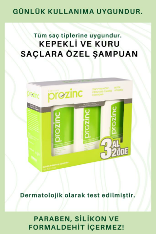 Prozinc Kuru Saçlar İçin Şampuan 300 Ml 3 Al 2 Öde (Yeşil)