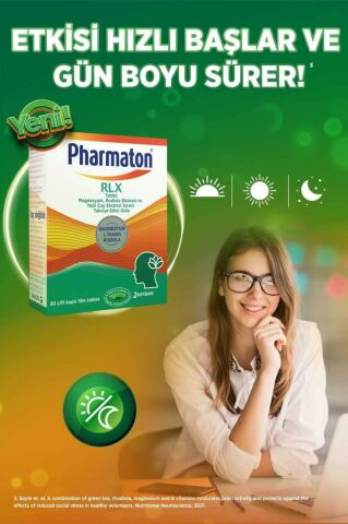 Pharmaton RLX Tablet Magnezyum, Rodiola Ekstresi ve Yeşil Çay Ekstresi İçeren Takviye Edici Gıda