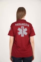 YENİ Paramedik Polo Yaka Bordo Comfort T-shirt(Unisex)