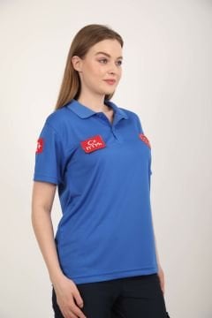 Yeni Acil Sağlık Sax Mavisi Polo Yaka Comfort T-shirt(Unisex-Fileli)