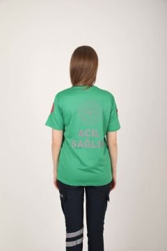 Yeni Acil Sağlık Açık Yeşil Sıfır Yaka Comfort T-shirt(Unisex-Fileli)