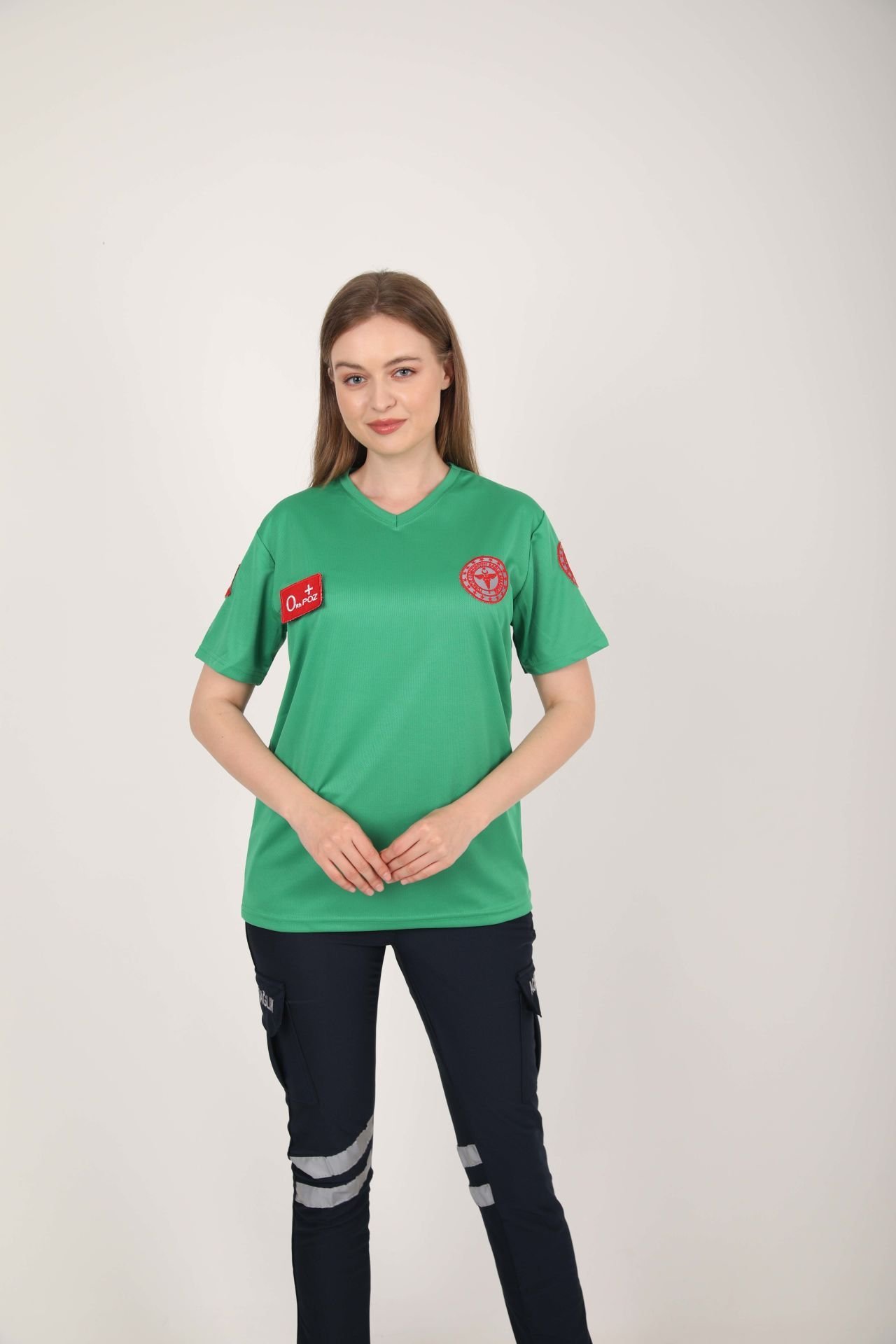 Yeni Acil Sağlık Açık Yeşil Sıfır Yaka Comfort T-shirt(Unisex-Fileli)