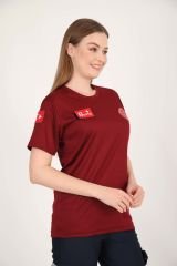 YENİ Acil Sağlık Sıfır Yaka Comfort Bordo T-shirt(Fileli-Unisex)