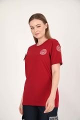 YENİ Acil Sağlık Sıfır Yaka Bordo Penye T-shirt(Unisex)