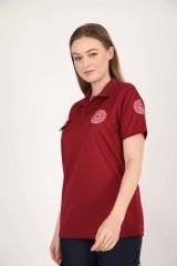Yeni Acil Sağlık Bordo Polo Yaka Comfort T-shirt(Unisex)