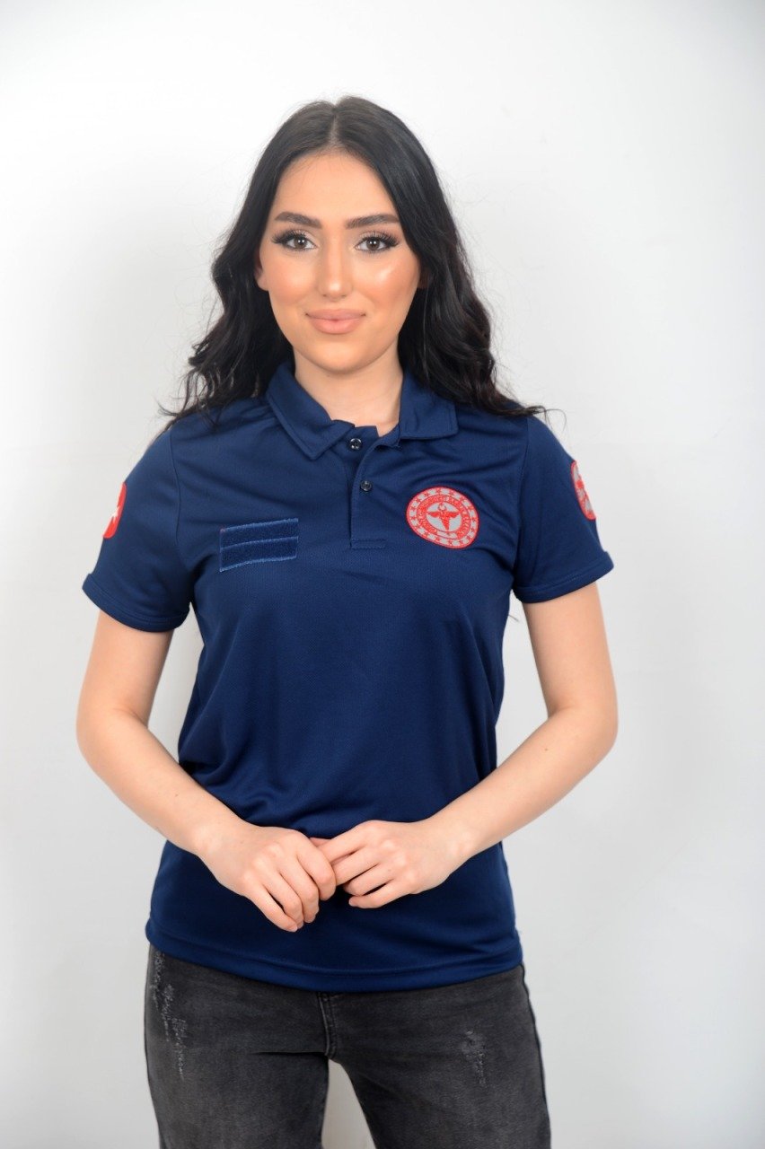 112 Acil Sağlık Comfort Polo Yaka Lacivert T-Shirt(Fileli-Unisex)