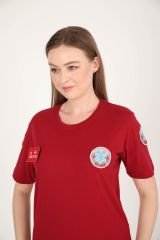 YENİ Paramedik Sıfır Yaka Bordo Penye T-shirt(Unisex)