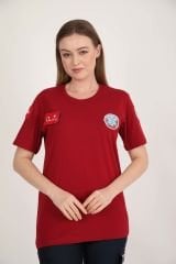 YENİ Paramedik Sıfır Yaka Bordo Penye T-shirt(Unisex)