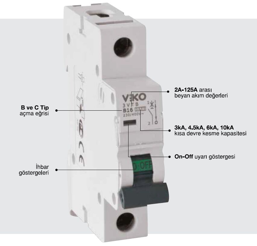 Viko 4.5ka 1 Kutuplu C tipi Otomat Sigortalar