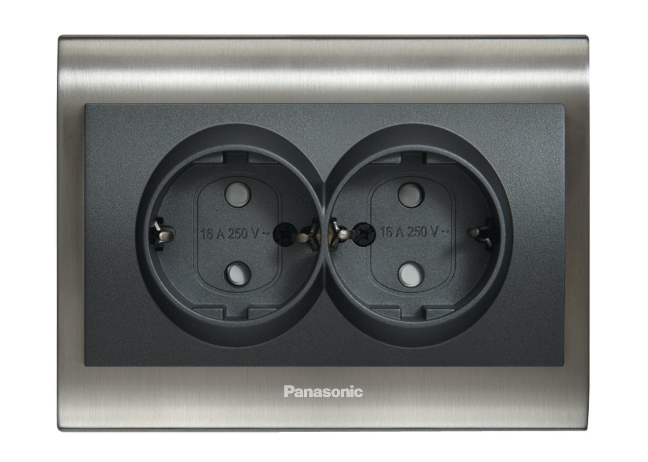 Viko Panasonic Thea Blu Inox Füme Topraklı Priz İkili