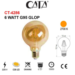Cata Rustik Led G90 Glop Ampül 6 Watt Amber Işık Ct-4286