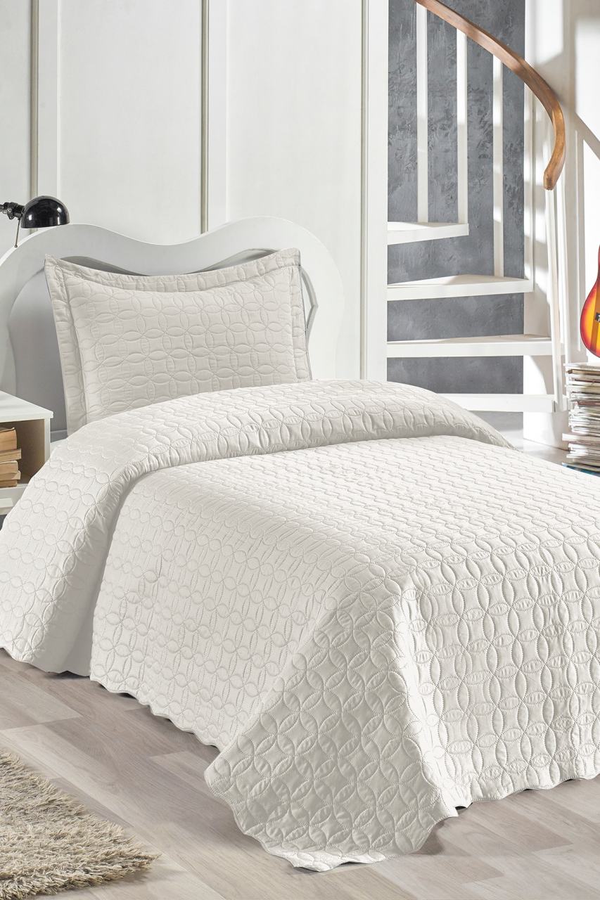 Tek Kişilik Microfiber Yatak Örtüsü Krem