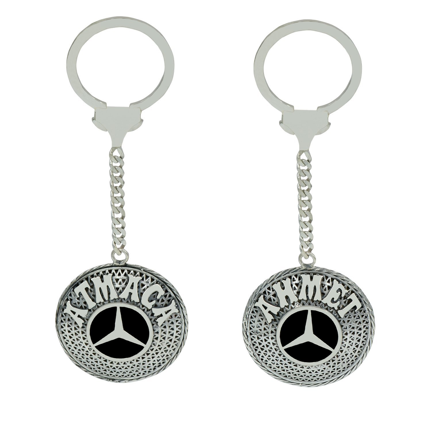 Gümüş Mercedes Armalı Telkari İsimli Anahtarlık