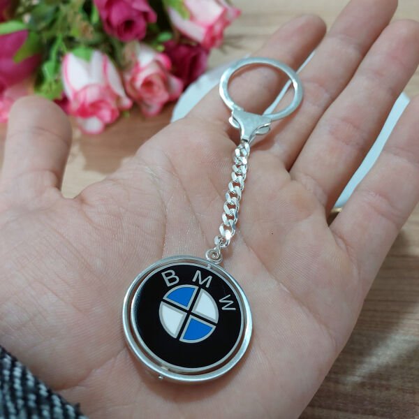 Gümüş Mineli BMW Logolu İsimli Anahtarlık