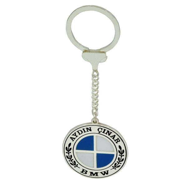Gümüş BMW Logolu İsimli Anahtarlık
