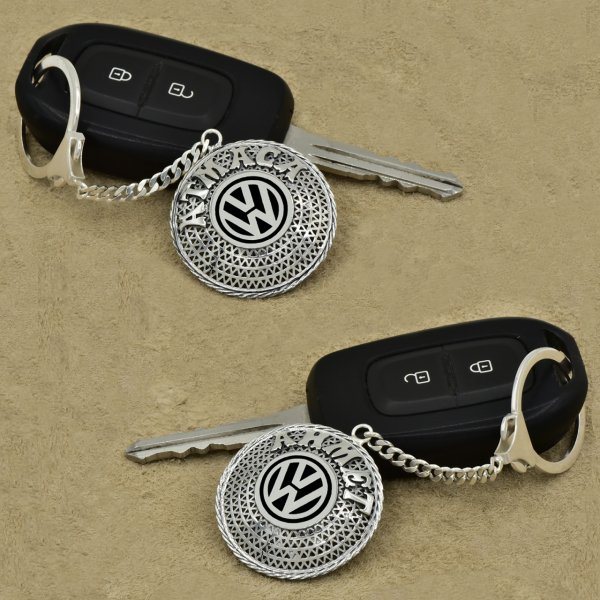 Gümüş Volkswagen Logolu Telkari İsimli Anahtarlık