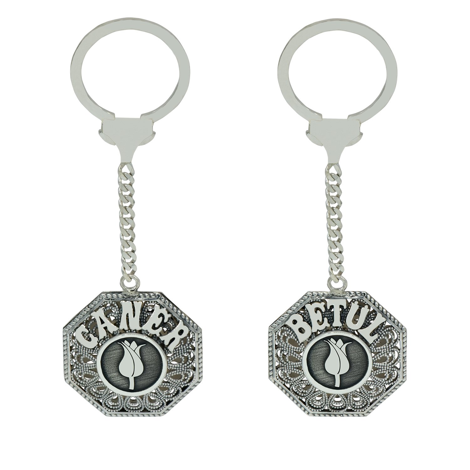 Gümüş Lale Logolu Telkari İsimli Anahtarlık