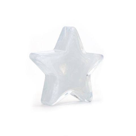 Dekoratif Beyaz El Yapımı Cam Yıldız Obje -11 cm