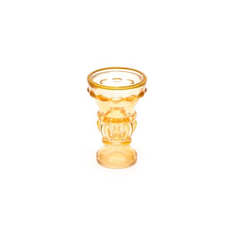 Gold Detaylı Amber Kristal Cam Şamdan Mumluk (Tekli)
