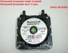 Ferrolli kombi prosestat metal . Honeywell prosestat metal 3.soketli ( 0.92 Pa )( KK01.96.495 )  . Honeywell prosestat saçlı 3 uçlu honeywell