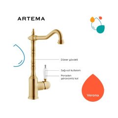 Artema A4215433 Verona Eviye Bataryası - Saten Altın