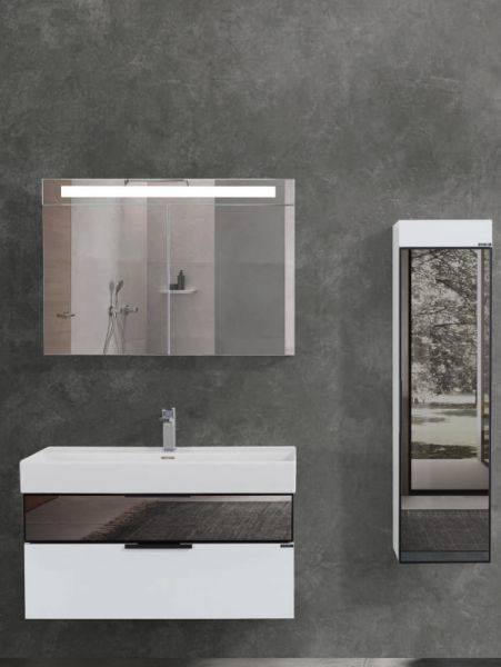 Lineart Sharp 100 cm Banyo Dolabı + Ledli Ayna Dolaplı