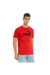 Puma Essentials Logo Short-Sleeve Erkek Tişört - Kırmızı 586666-11