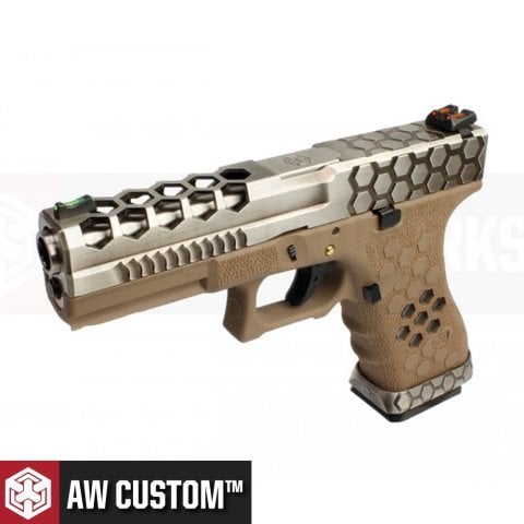 AW VX0110 Hex Cut ''Signature Model'' 1.7 GBB Airsoft Tabanca - Tan - Gümüş