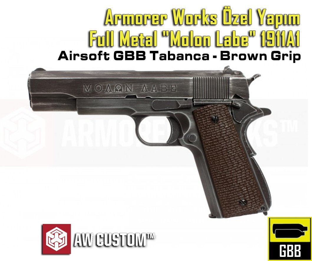 Armorer Works  Full Metal ''Molon Labe'' 1911A1 - Brown Grip