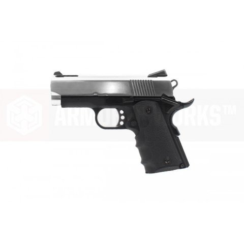 AW COLT 1911 COMPACT Silver Slide Full Metal Airsoft GBB Tabanca NE1003