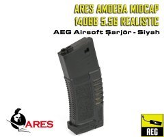 ARES AMOEBA MIDCAP 140BB 5.56 REALISTIC AEG MAGAZINE ŞARJÖR - SIYAH