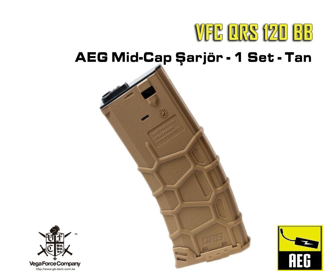 VFC QRS 120 BB AEG Mid-Cap Şarjör - 1 Set - Çöl Rengi