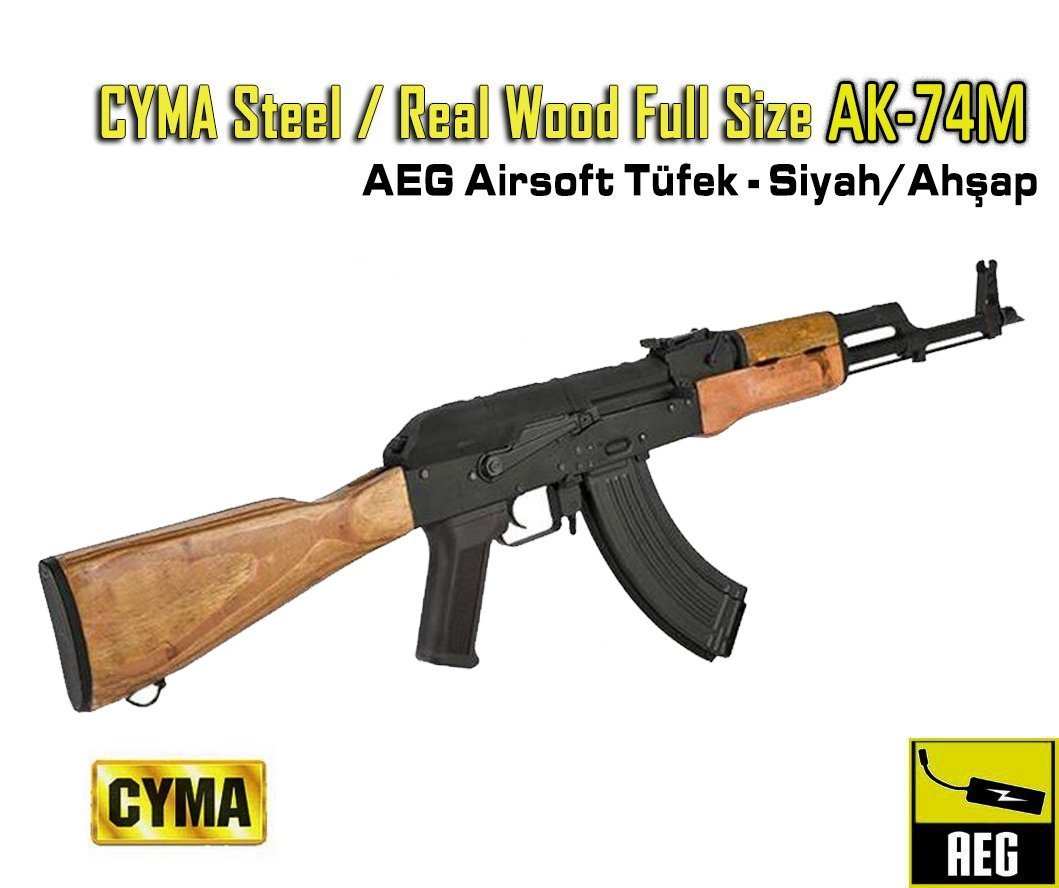 CYMA AK-74M Full Metal Gerçek Ağaç Airsoft AEG