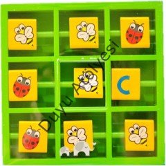 Wooden Flip Tic Tac Toe Game - Garden ( Ahşap Çevirmeli 3 Taş Oyunu )