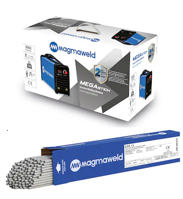 Magmaweld Megastick Kaynak Makinesi (Mini Boyut, Mega Güç) 200 Amper+Magmaweld Esr13 Rutil Elektrod 3,25 MM