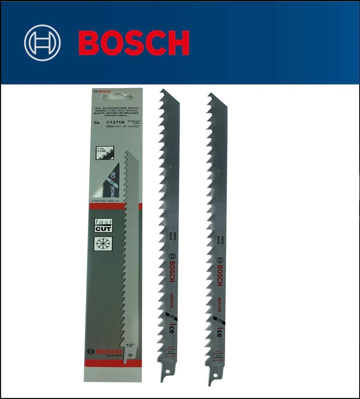 Bosch  Tilki Kuyruğu Bıçağı S 1211 K - Buz ve Kemik Kesme 2 608 652 900 5 Tane